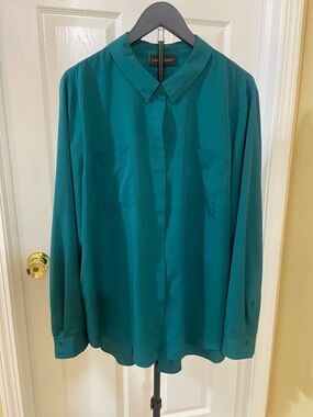 Lane Bryant Teal Button-Front Blouse